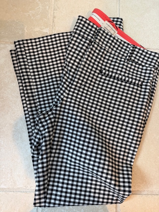 Anthropologie Pants - Anthropologie Black & White Gingham Chinos with Coral Trim